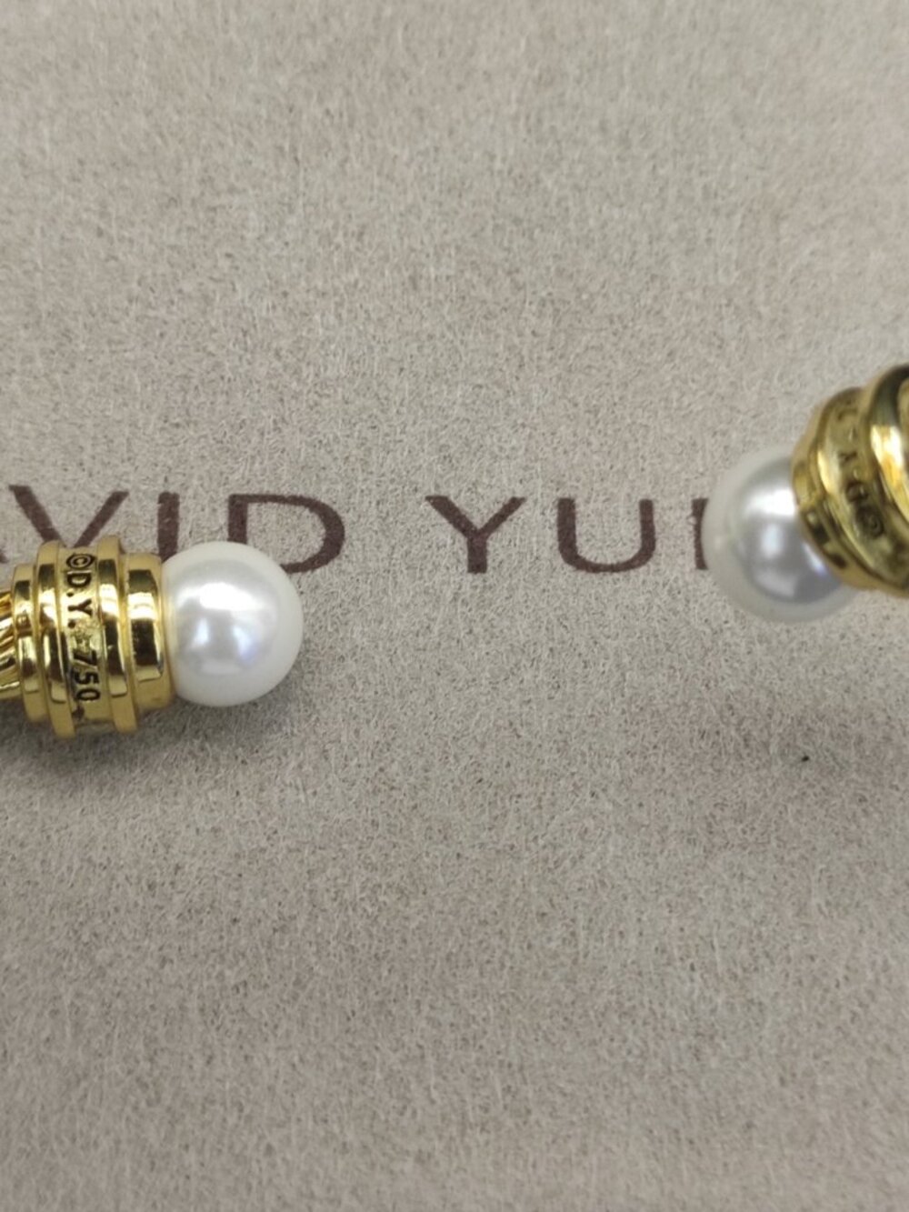 David Yurman 5mm Gold Diamond Pearl Bangle - Picture 4 of 7